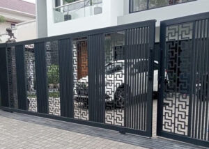 Pagar pintu besi minimalis laser cutting